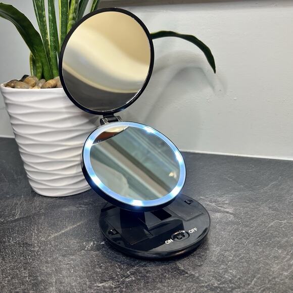 Lancome Come Glam With Us 4” Adjustable‎ Double Mirror Lighted Compact Magnified - Picture 1 of 10